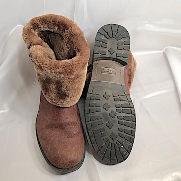 Bass Leather Brown fur ankle boots Sz 10M - Picture 6 of 6